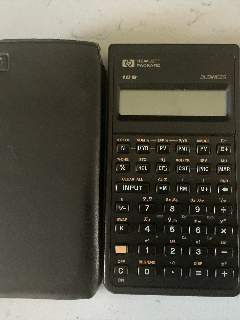 Vintage 1987 HP Hewlett Packard 10B business calculator black with case